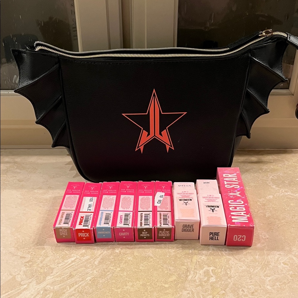 Jeffree Star Makeup bag with Red Star Accent and Makeup Bundle